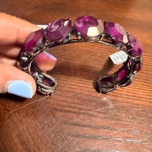 Purple Gemstone Cuff Bracelet - by White Hiuse Black Market